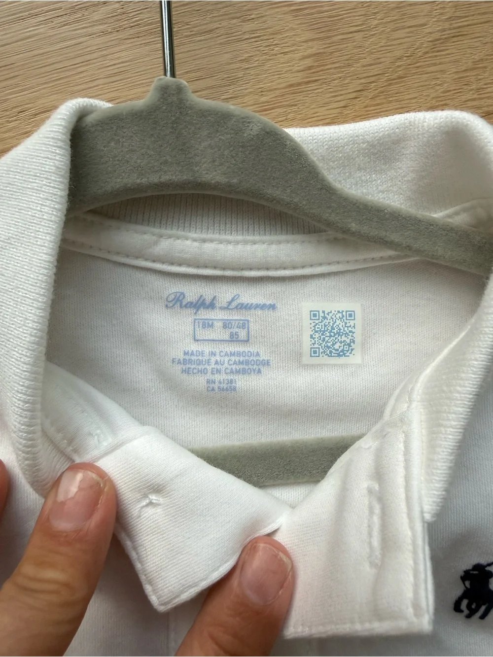 Ralph Lauren White Polo One-Piece with Navy Pony 18 months excellent condition